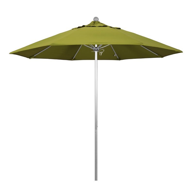 California Umbrella Venture 9' Silver Market Umbrella in Ginkgo