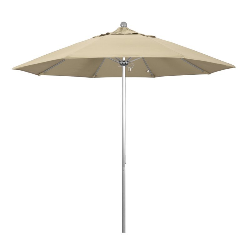 California Umbrella Venture 9' Silver Market Umbrella in Beige