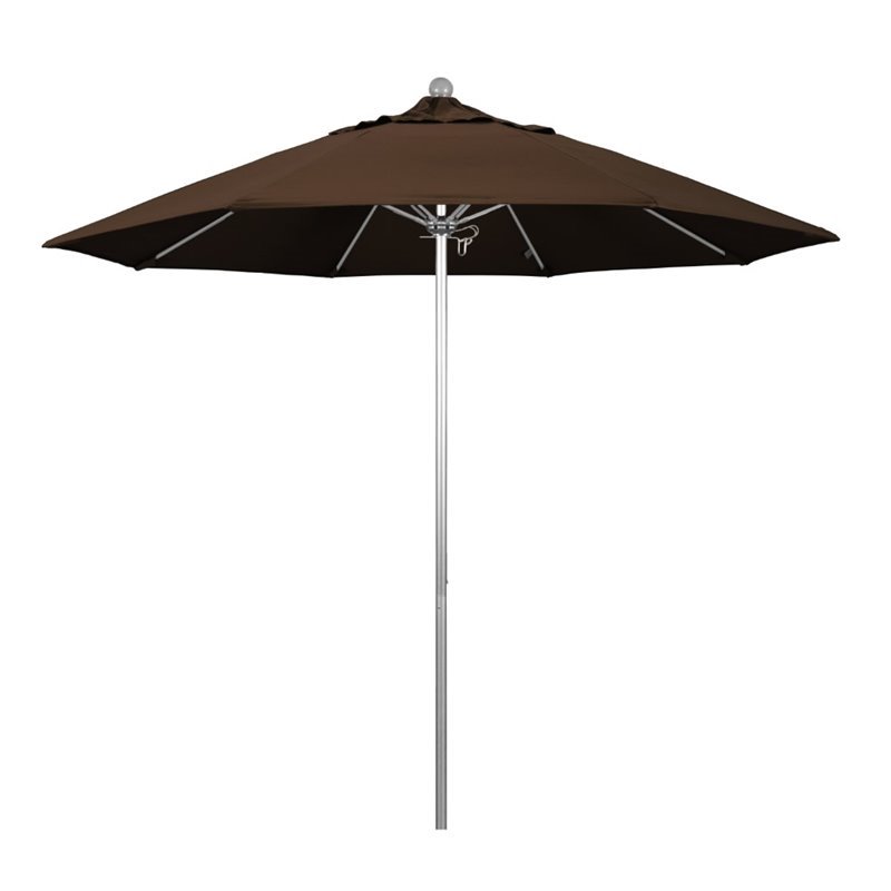 California Umbrella Venture 9' Silver Market Umbrella in Mocha