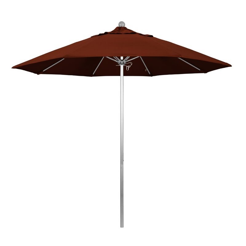 California Umbrella Venture 9' Silver Market Umbrella in Brick