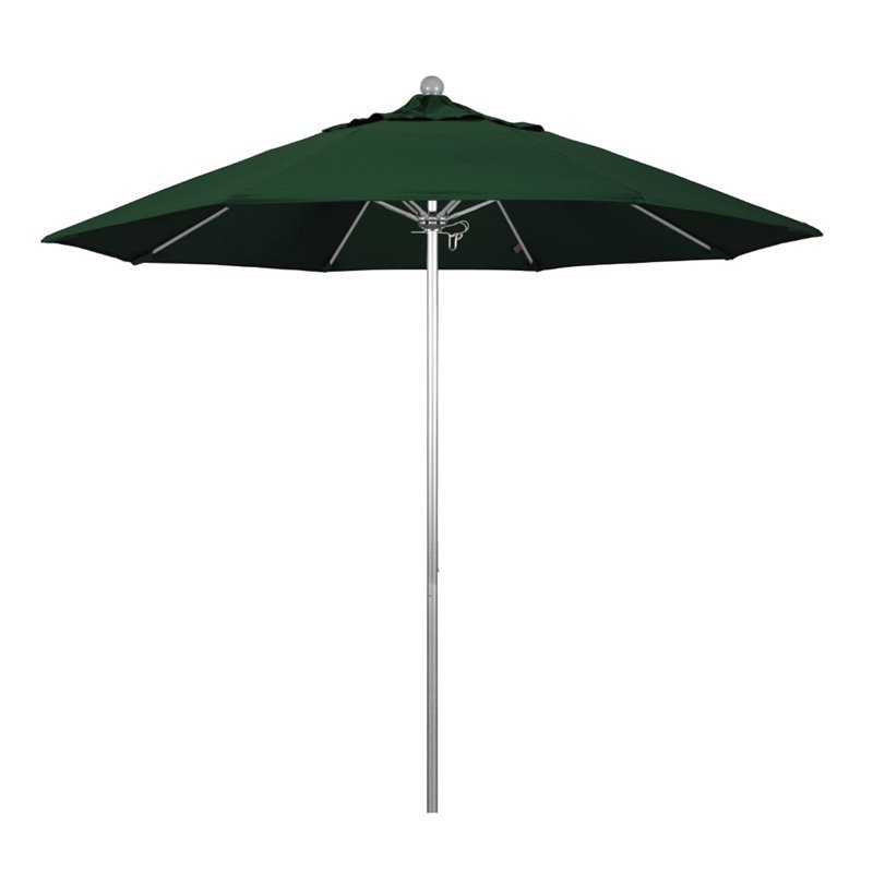 California Umbrella Venture 9' Silver Market Umbrella in Green