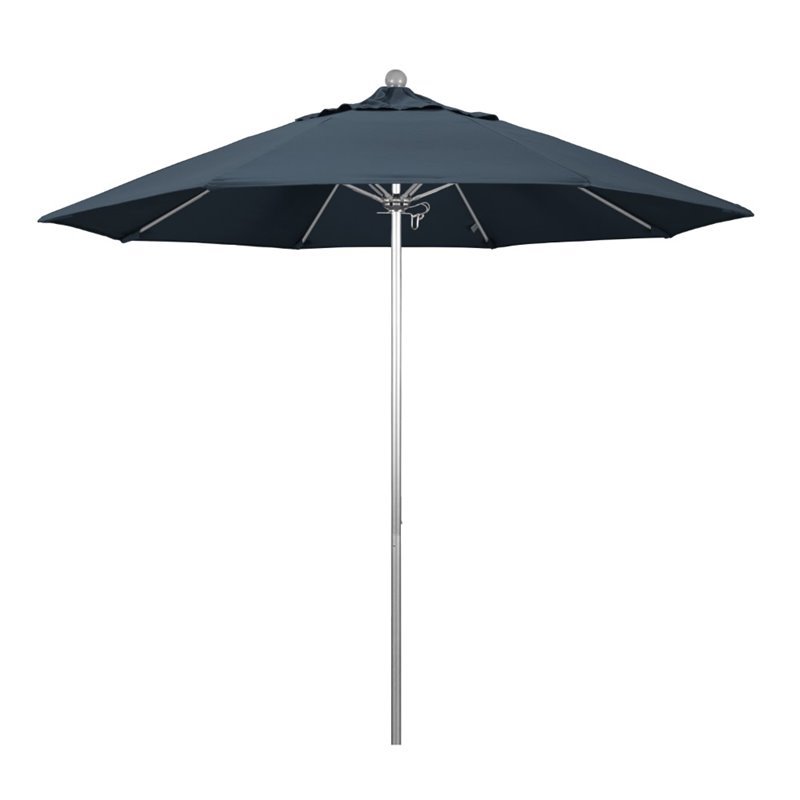 California Umbrella Venture 9' Silver Market Umbrella in Sapphire