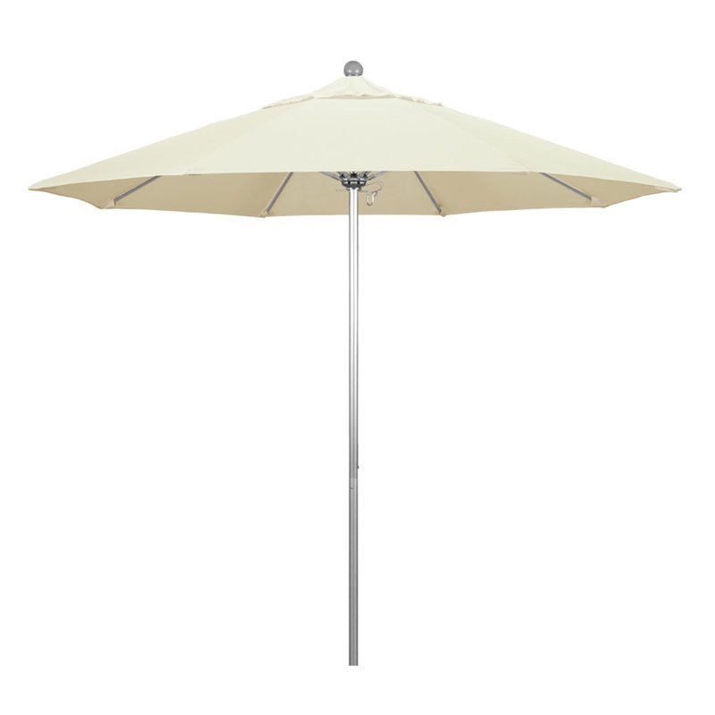 California Umbrella Venture 9' Silver Market Umbrella in Canvas