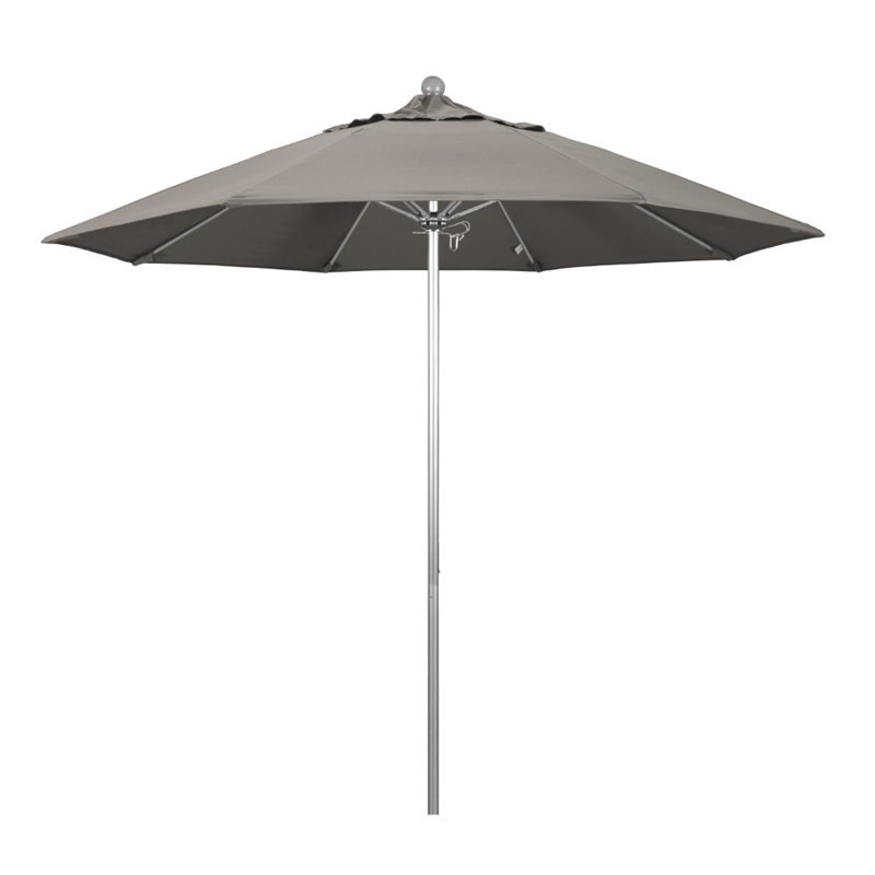 California Umbrella Venture 9' Silver Market Umbrella in Taupe