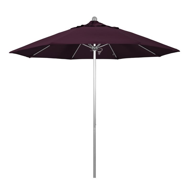 California Umbrella Venture 9' Silver Market Umbrella in Purple