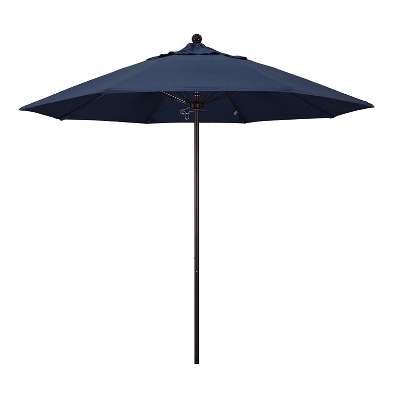 California Umbrella Venture 9' Bronze Market Umbrella in Indigo