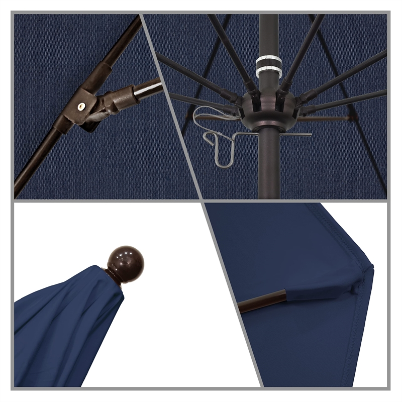 California Umbrella Venture 9' Bronze Market Umbrella in Indigo