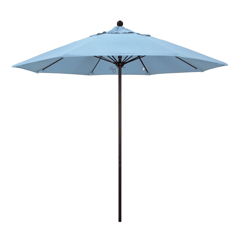 California Umbrella Venture 9' Bronze Market Umbrella in Air Blue