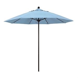 California Umbrella Venture 9' Bronze Market Umbrella in Air Blue