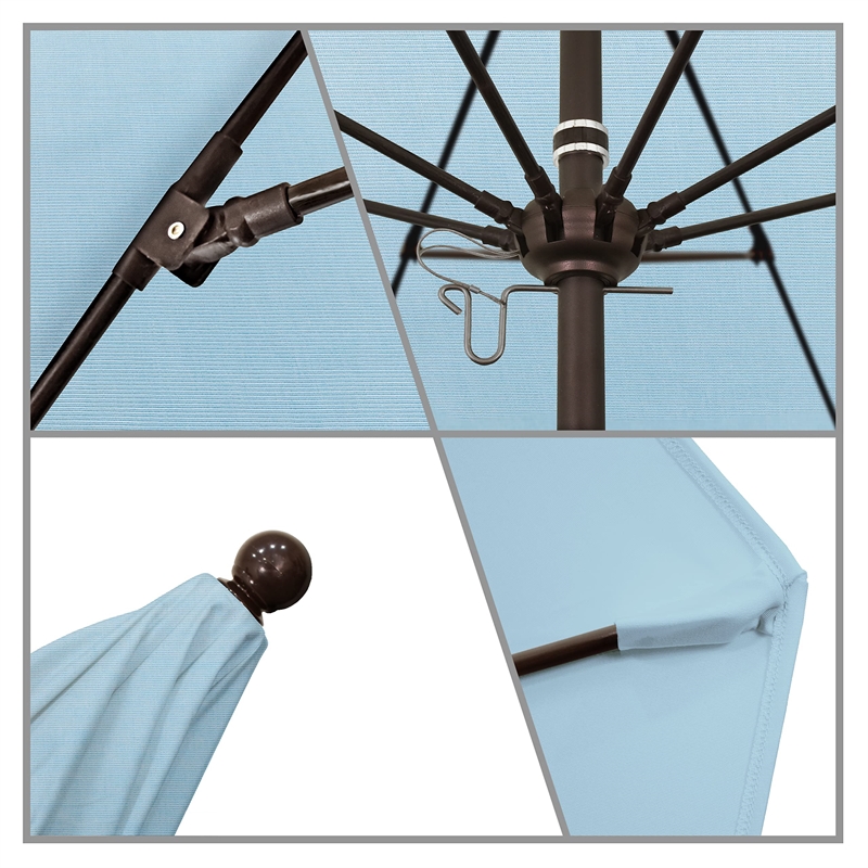 California Umbrella Venture 9' Bronze Market Umbrella in Air Blue