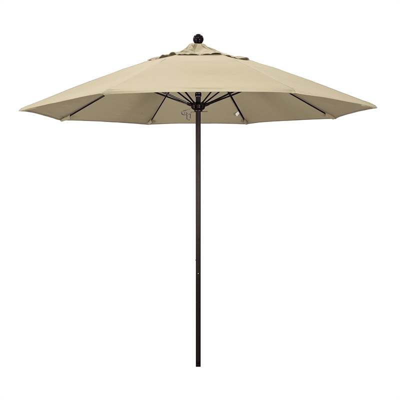 California Umbrella Venture 9' Bronze Market Umbrella in Beige