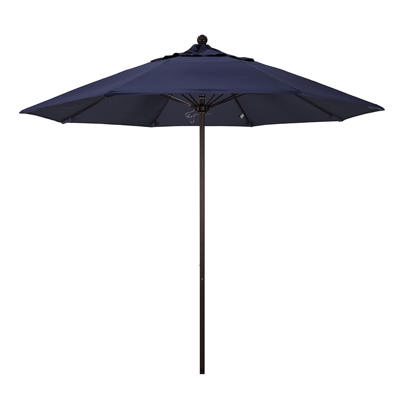 California Umbrella Venture 9' Bronze Market Umbrella in Navy