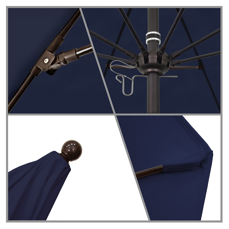 California Umbrella Venture 9' Bronze Market Umbrella in Navy