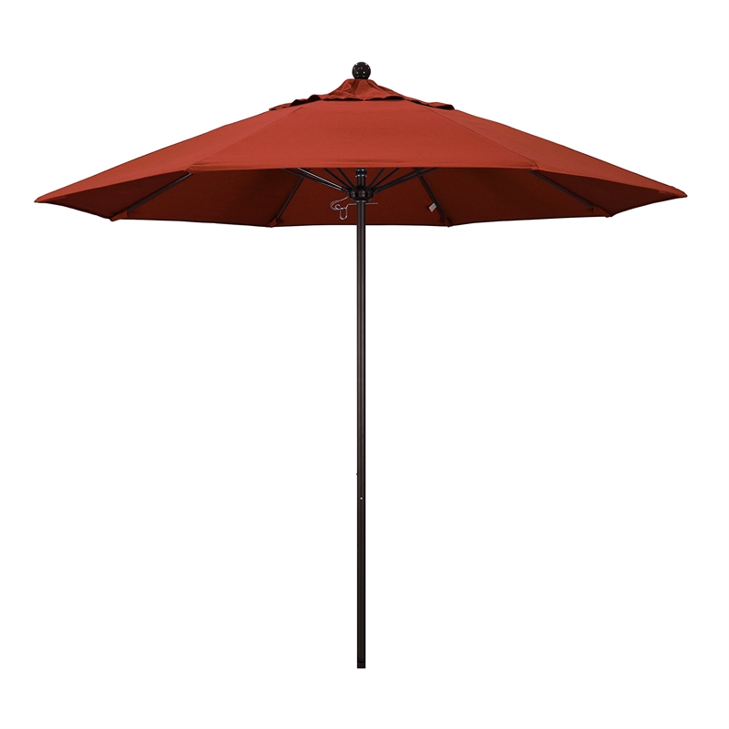 California Umbrella Venture 9' Bronze Market Umbrella in Terracotta