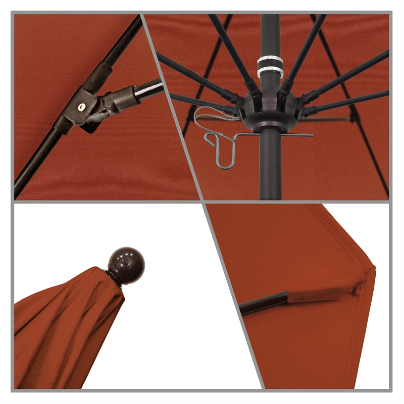 California Umbrella Venture 9' Bronze Market Umbrella in Terracotta