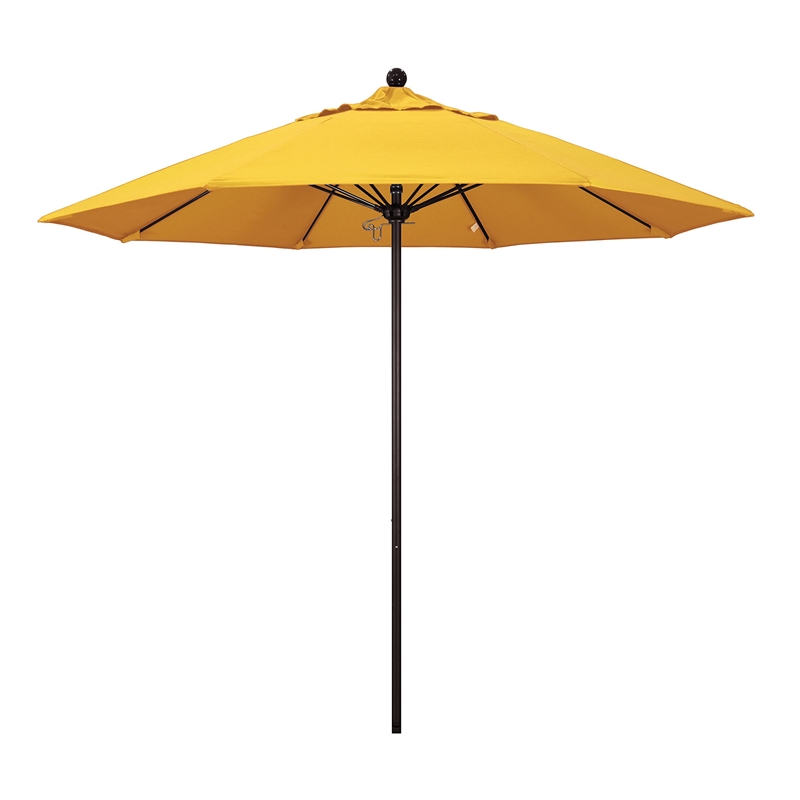 California Umbrella Venture 9' Bronze Market Umbrella in Yellow