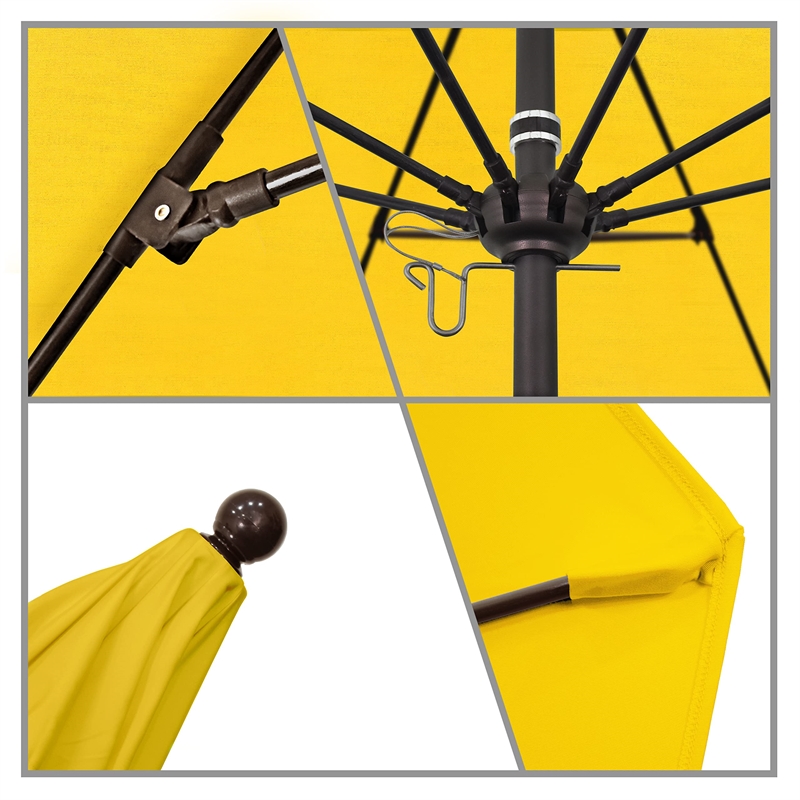 California Umbrella Venture 9' Bronze Market Umbrella in Yellow