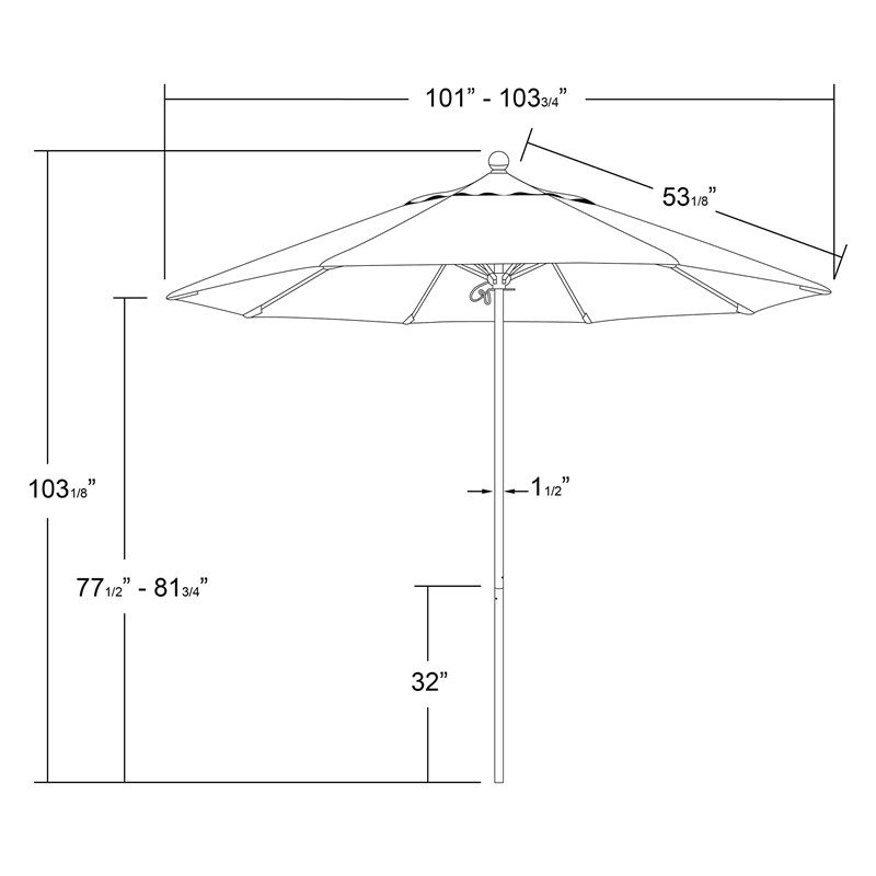 California Umbrella Venture 9' Bronze Market Umbrella in Yellow