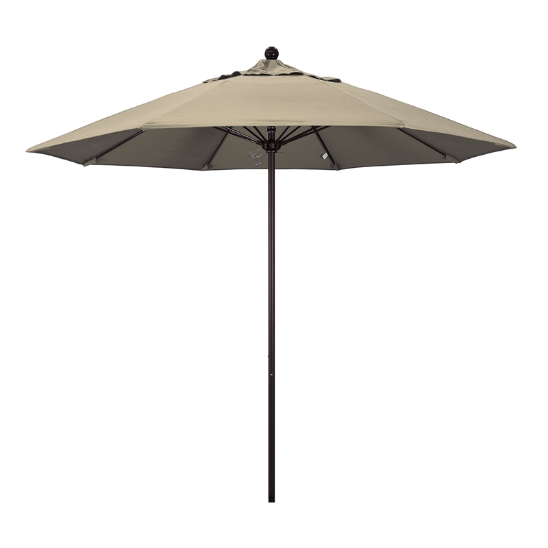 California Umbrella Venture 9' Bronze Market Umbrella in Taupe