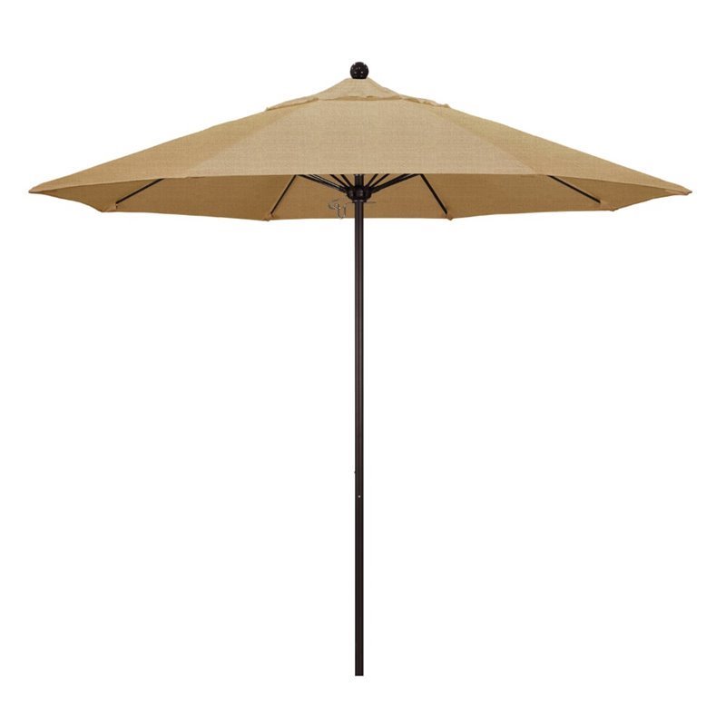 California Umbrella Venture 9' Bronze Market Umbrella in Linen