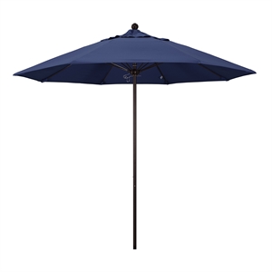 California Umbrella Venture 9' Bronze Market Umbrella in Navy Blue