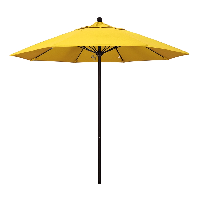 California Umbrella Venture 9' Bronze Market Umbrella in Lemon