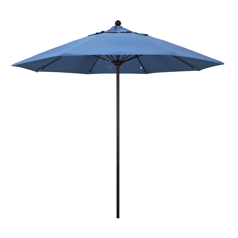 California Umbrella Venture 9' Bronze Market Umbrella in Frost Blue