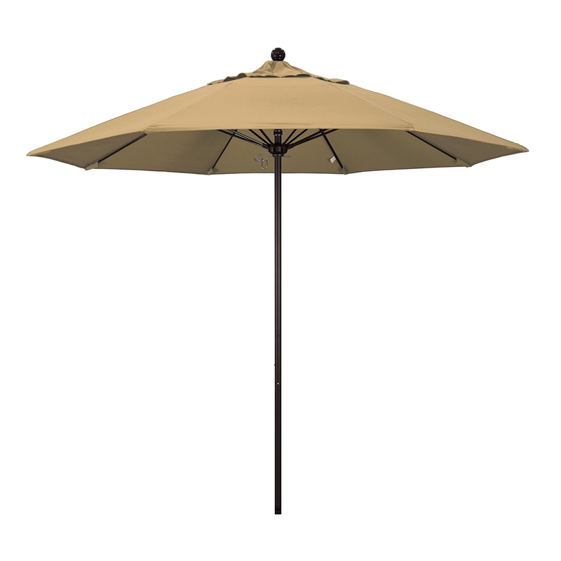 California Umbrella Venture 9' Bronze Market Umbrella in Champagne