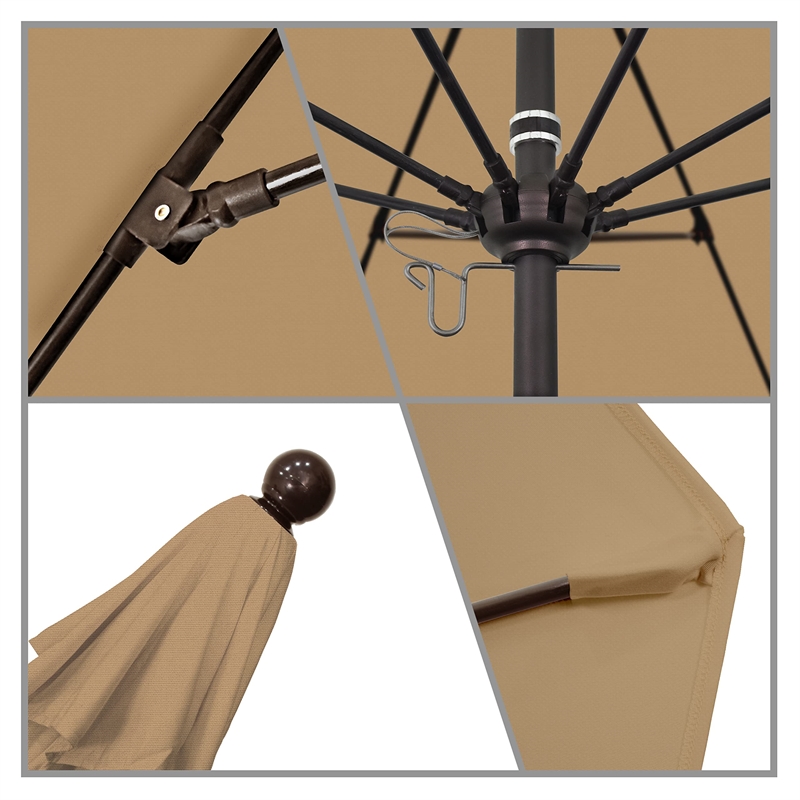 California Umbrella Venture 9' Bronze Market Umbrella in Champagne