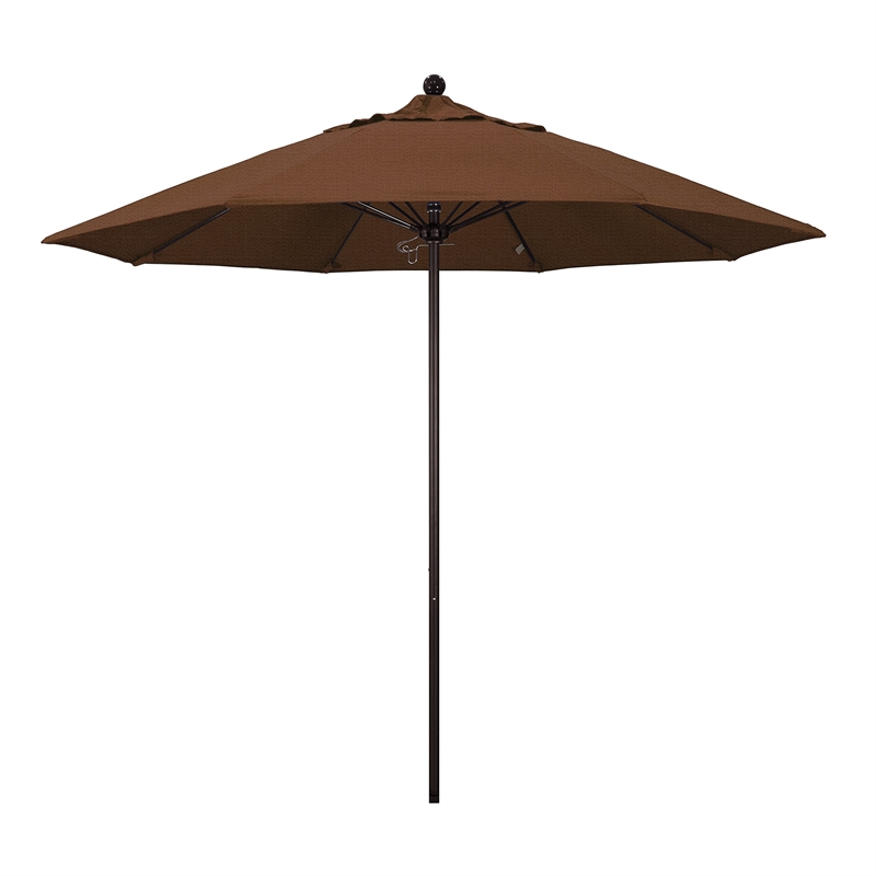 California Umbrella Venture 9' Bronze Market Umbrella in Teak