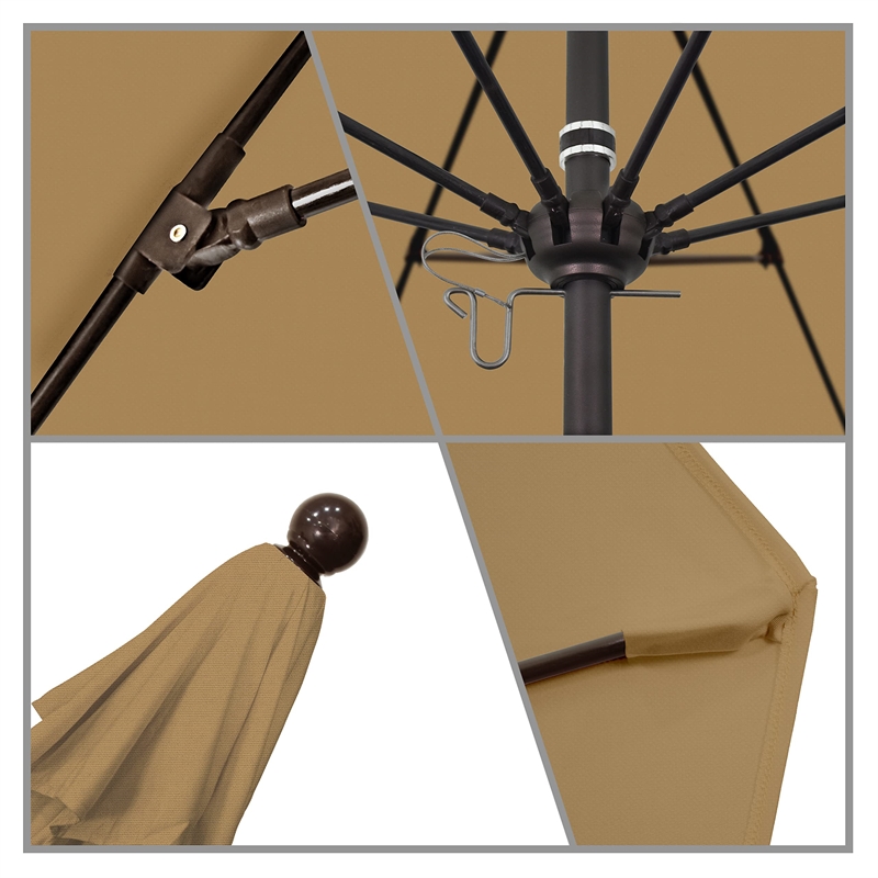 California Umbrella Venture 9' Bronze Market Umbrella in Straw