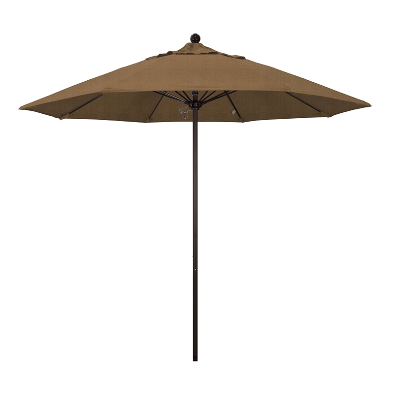 California Umbrella Venture 9' Bronze Market Umbrella in Sesame