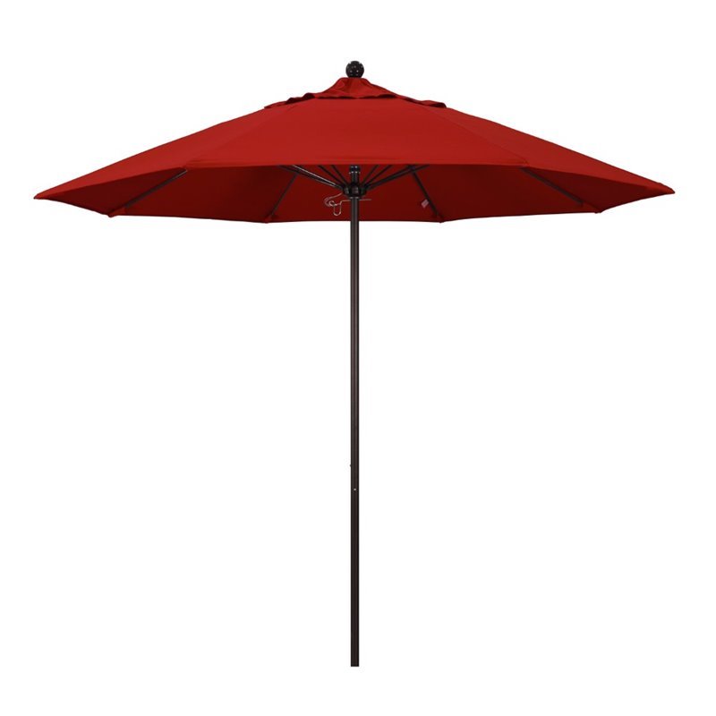 California Umbrella Venture 9' Bronze Market Umbrella in Red