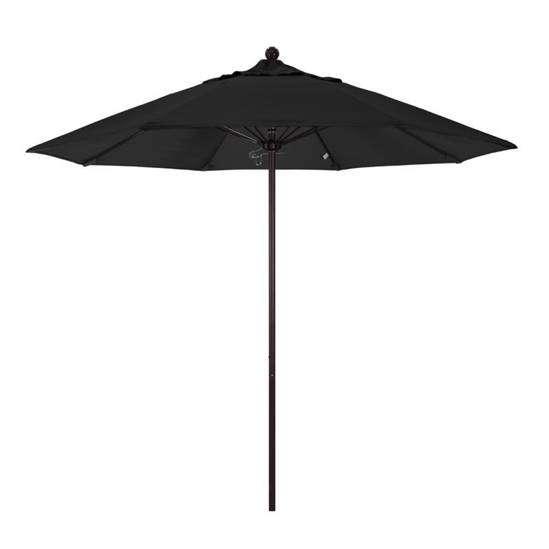 California Umbrella Venture 9' Bronze Market Umbrella in Black