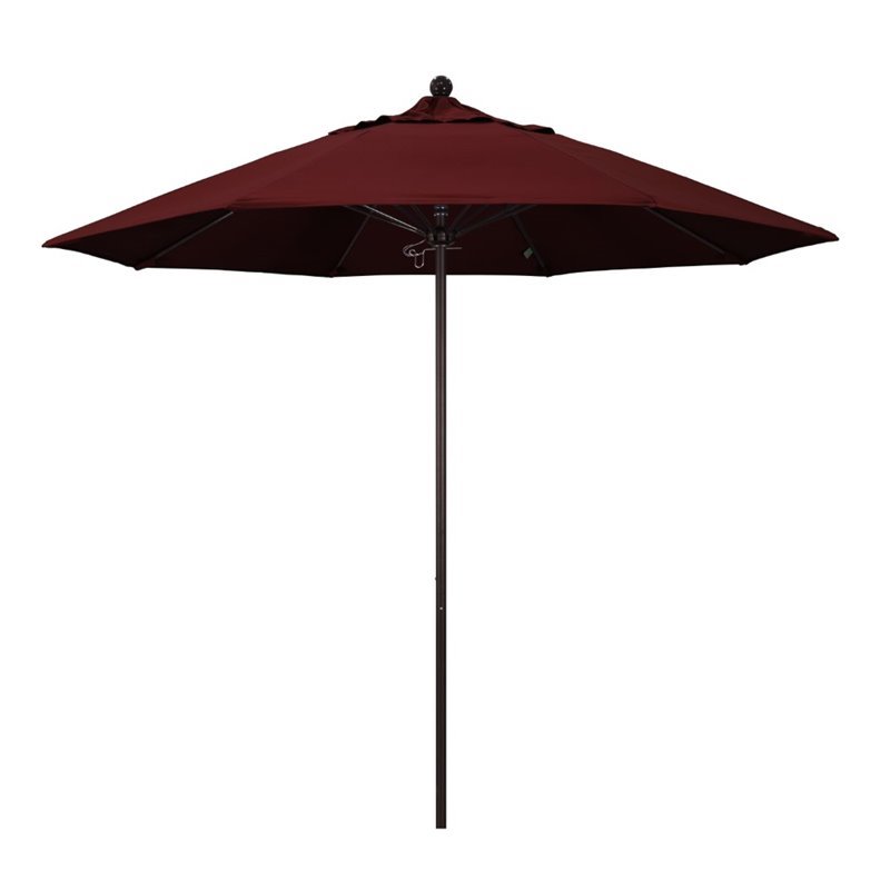 California Umbrella Venture 9' Bronze Market Umbrella in Burgundy