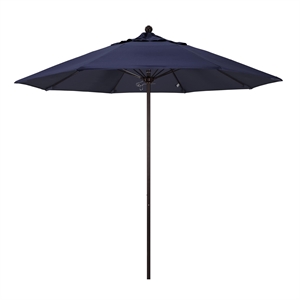 California Umbrella Venture 9' Bronze Market Umbrella in Navy Blue