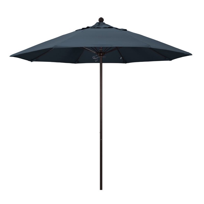 California Umbrella Venture 9' Bronze Market Umbrella in Sapphire