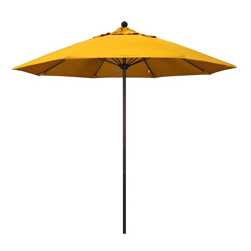 California Umbrella Venture 9' Bronze Market Umbrella in Yellow