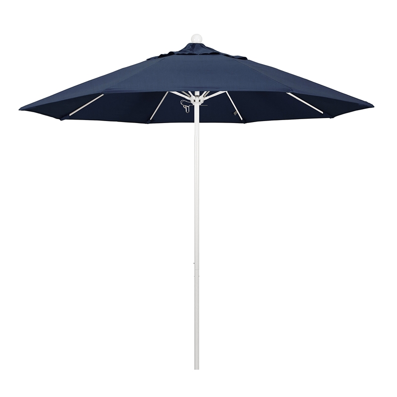 California Umbrella Venture 9' White Market Umbrella in Indigo
