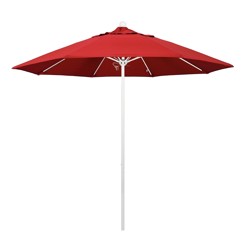 California Umbrella Venture 9' White Market Umbrella in Jockey Red