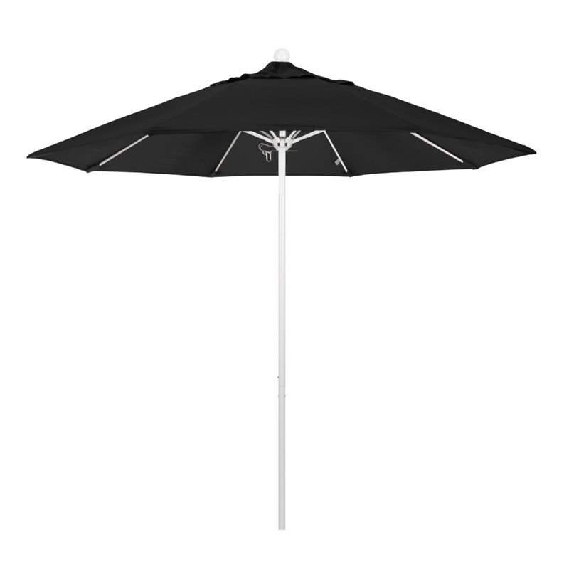 California Umbrella Venture 9' White Market Umbrella in Black