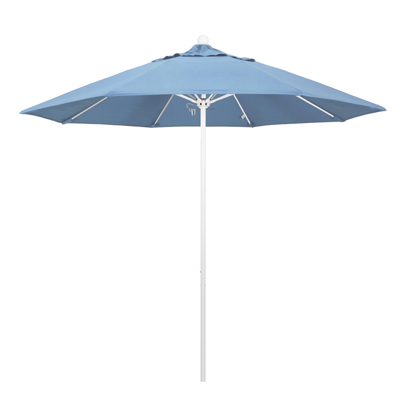 California Umbrella Venture 9' White Market Umbrella in Air Blue