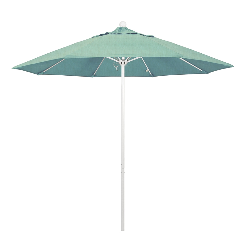 California Umbrella Venture 9' White Market Umbrella in Spa