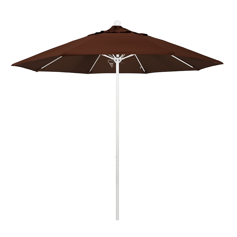 California Umbrella Venture 9' White Market Umbrella in Bay Brown