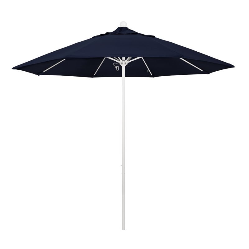 California Umbrella Venture 9' White Market Umbrella in Navy