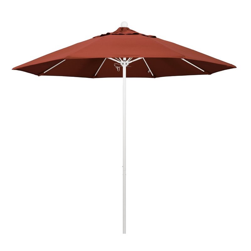 California Umbrella Venture 9' White Market Umbrella in Terracotta