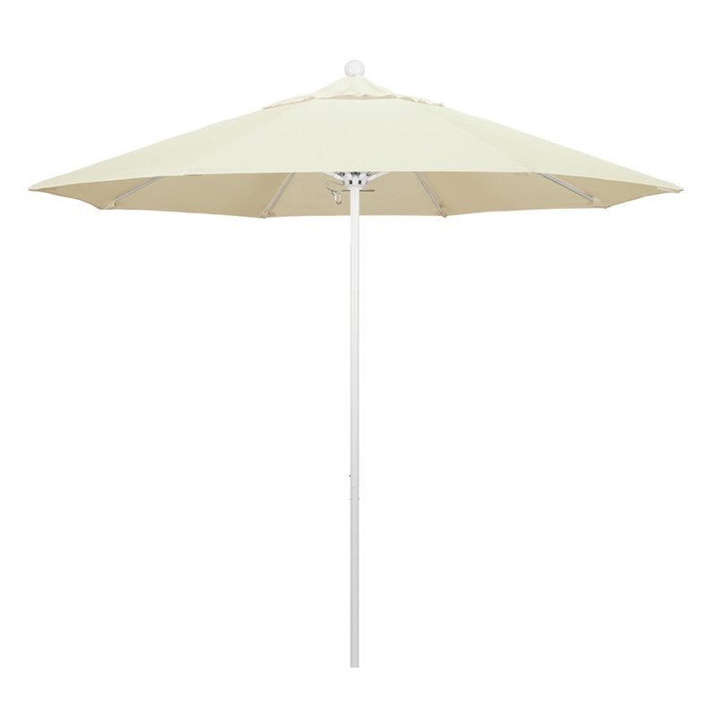 California Umbrella Venture 9' White Market Umbrella in Canvas
