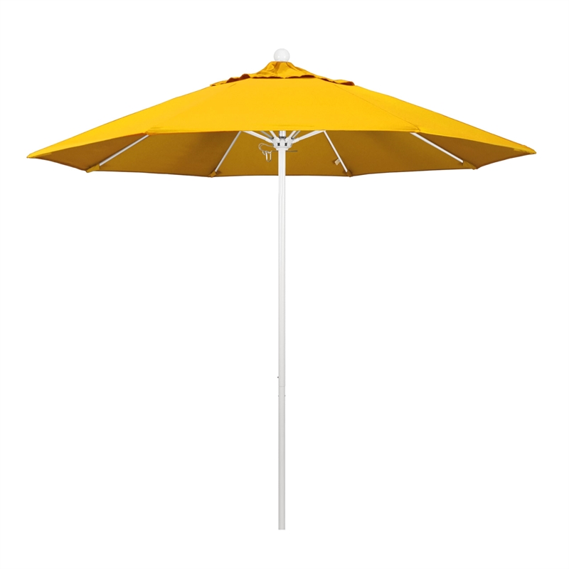 California Umbrella Venture 9' White Market Umbrella in Yellow