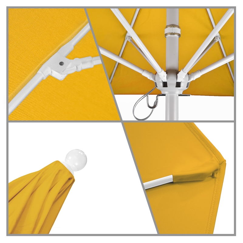 California Umbrella Venture 9' White Market Umbrella in Yellow
