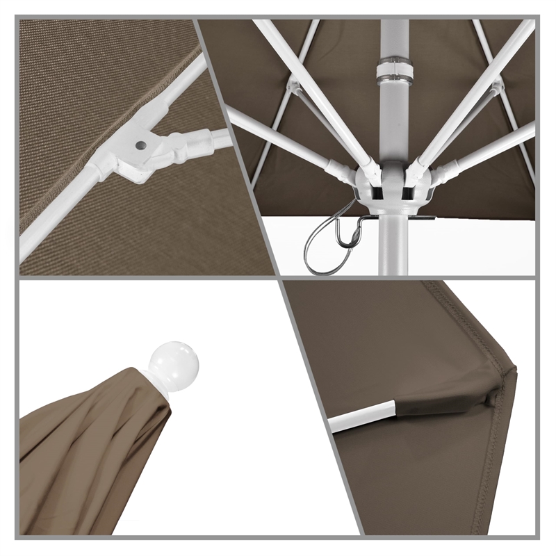 California Umbrella Venture 9' White Market Umbrella in Taupe